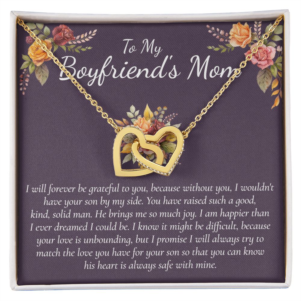 Sterling Silver Necklace for Women with Cubic Zirconia for Boyfriend's Mom Daugterin Law To My Mother in Law Necklace  Gift on Birthday Mother's Day Wedding Christmas Pendant Interlocking Hearts Necklace
