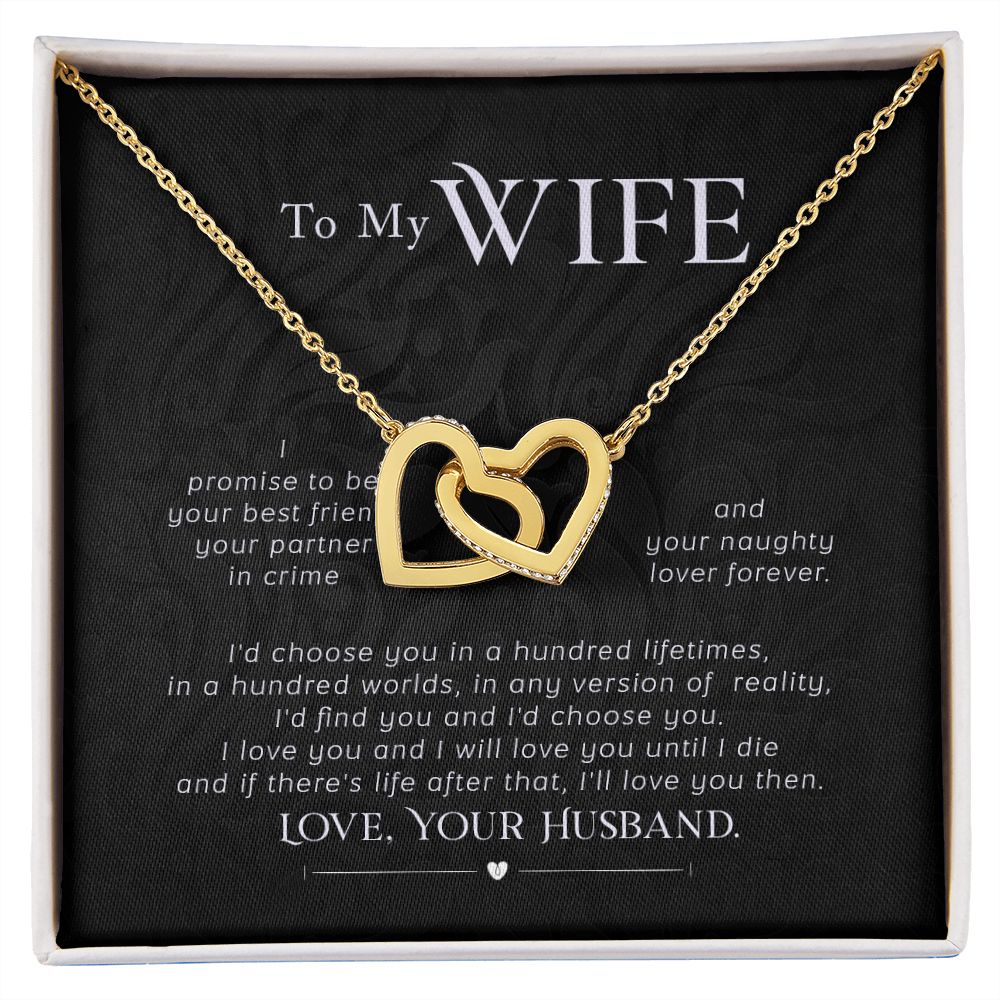 To My Wife Necklace Pendant Gift From Husband I'll Love You Then With Message Card and Gift Box. Valentine's Day Gift For Wife Future Wife Interlocking Hearts Necklace