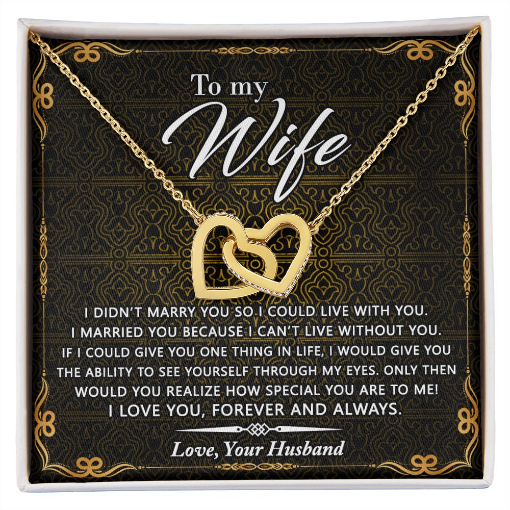Birthday Gifts For Wife, Necklace Gifts For Wife From Husband, To My Wife Jewelry For Women , To My Wife Necklace  from Husband Wedding Anniversary Present For Wife, Beautiful Wife Jewelry Christmas25 Interlocking Hearts Necklace