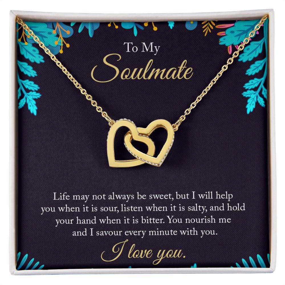 To My Soulmate Necklace for Women Birthday Christmas Jewelry Gifts For My Wife with Message Card Box Personalized Gift Present Pendant for Future Wife Soulmate Girlfriend Love 16 Interlocking Hearts Necklace