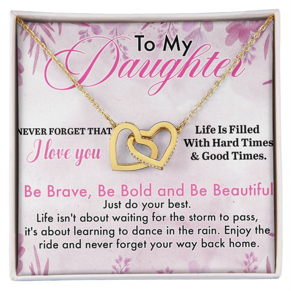 Jewelry Pendant Present for Daughter, To My Daughter Gift Necklace from Mom, Mother Daughter Gift Ideas, Birthday Christmas Gift Graduation Gifts for Daughters, Mother and Daughter Necklace 13 Interlocking Hearts Necklace