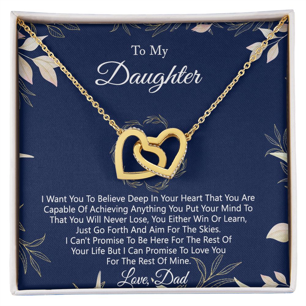Gift For Daughter from Dad Daughter Father Necklace for Daughter Gift from Dad To My Daughter Necklace Daughters Birthday Christmas Jewelry Birthday Gifts for Women Girls Interlocking Hearts Necklace