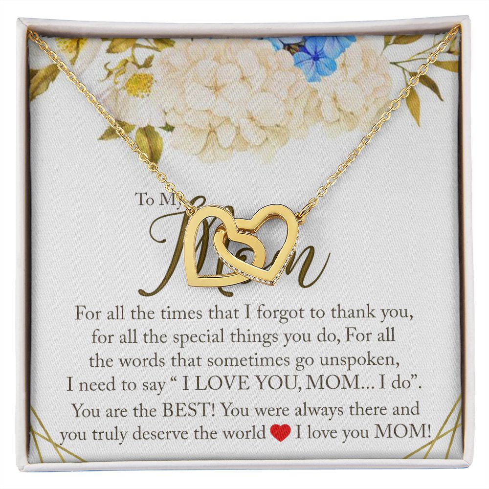 To My Mom Necklace, Gift For Mom, Mother's Day Gift from Daughter, Mom Jewelry Gift for Mothers Day, Birthday Gift for Mother, Moms Gift from Daughter Son, Necklace for Mom Mother 16 Interlocking Hearts Necklace