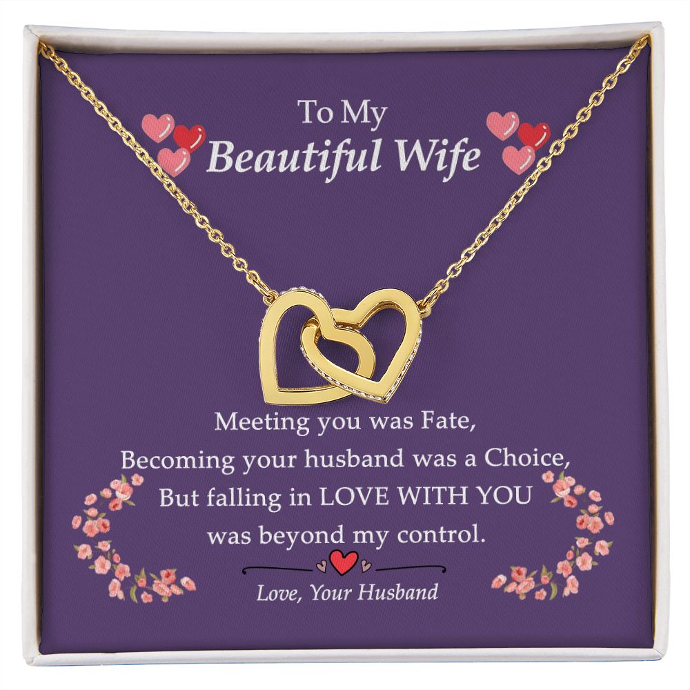 To my Beautiful Wife Necklace, Birthday For Wife Anniversary From Husband, Wedding, Anniversary, Gift for Wife, Interlocking Hearts Necklace for Wife Luxury Jewelry styles On Birthday, Xmas, Anniversary
