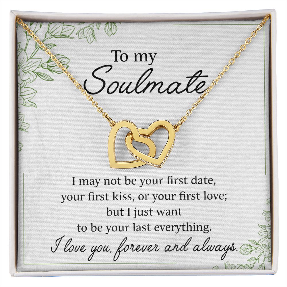 To My Soulmate Necklace for Women Birthday Christmas Jewelry Gifts For My Wife with Message Card Box Personalized Gift Present Pendant for Future Wife Soulmate Girlfriend Love 25 Interlocking Hearts Necklace