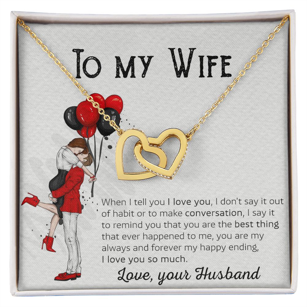 Birthday Gifts For Wife, Necklace Gifts For Wife From Husband, To My Wife Jewelry For Women , To My Wife Necklace  from Husband Wedding Anniversary Present For Wife, Beautiful Wife Jewelry Christmas 7 Interlocking Hearts Necklace