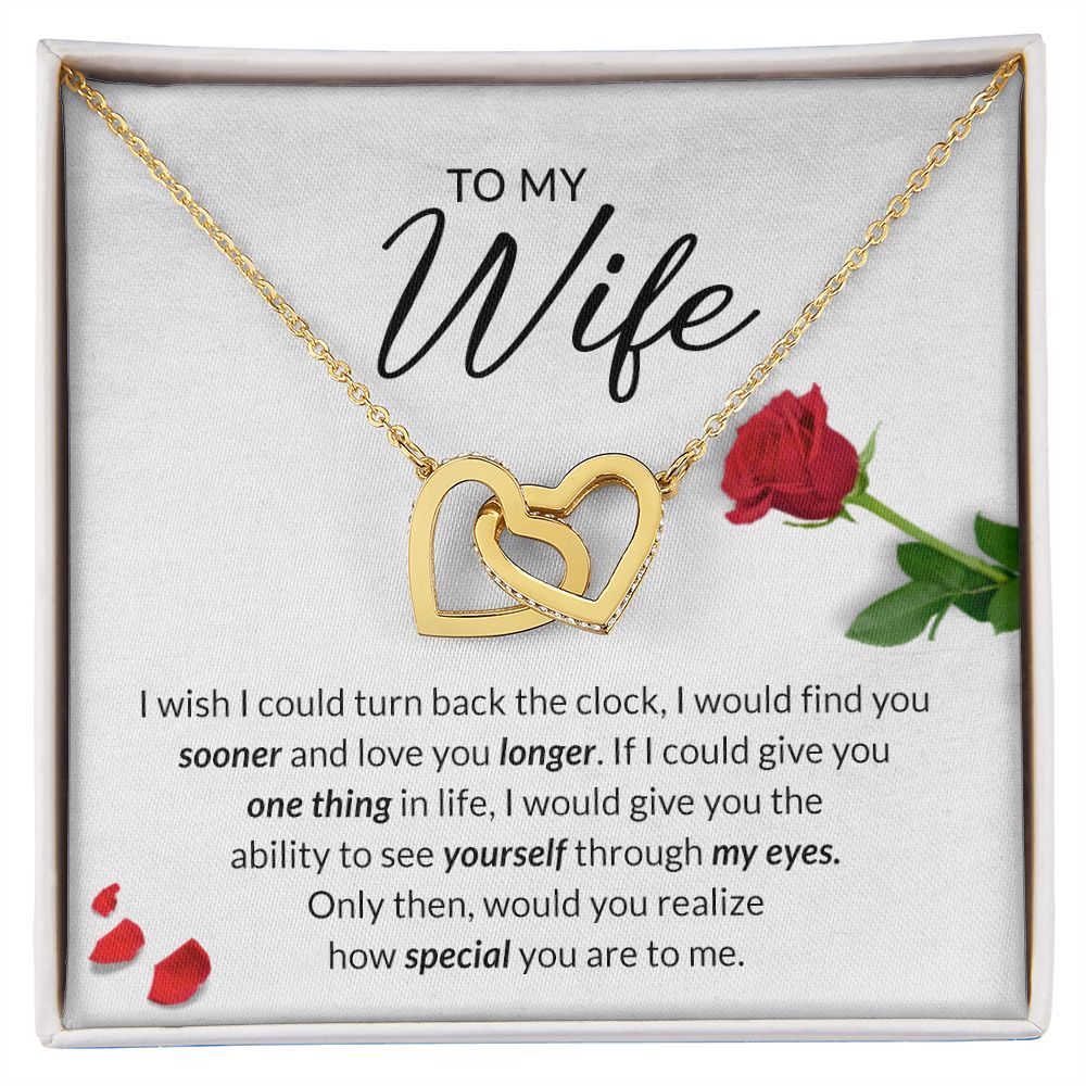 Birthday Gifts For Wife, Necklace Gifts For Wife From Husband, To My Wife Jewelry For Women , To My Wife Necklace  from Husband Wedding Anniversary Present For Wife, Beautiful Wife Jewelry Christmas22 Interlocking Hearts Necklace