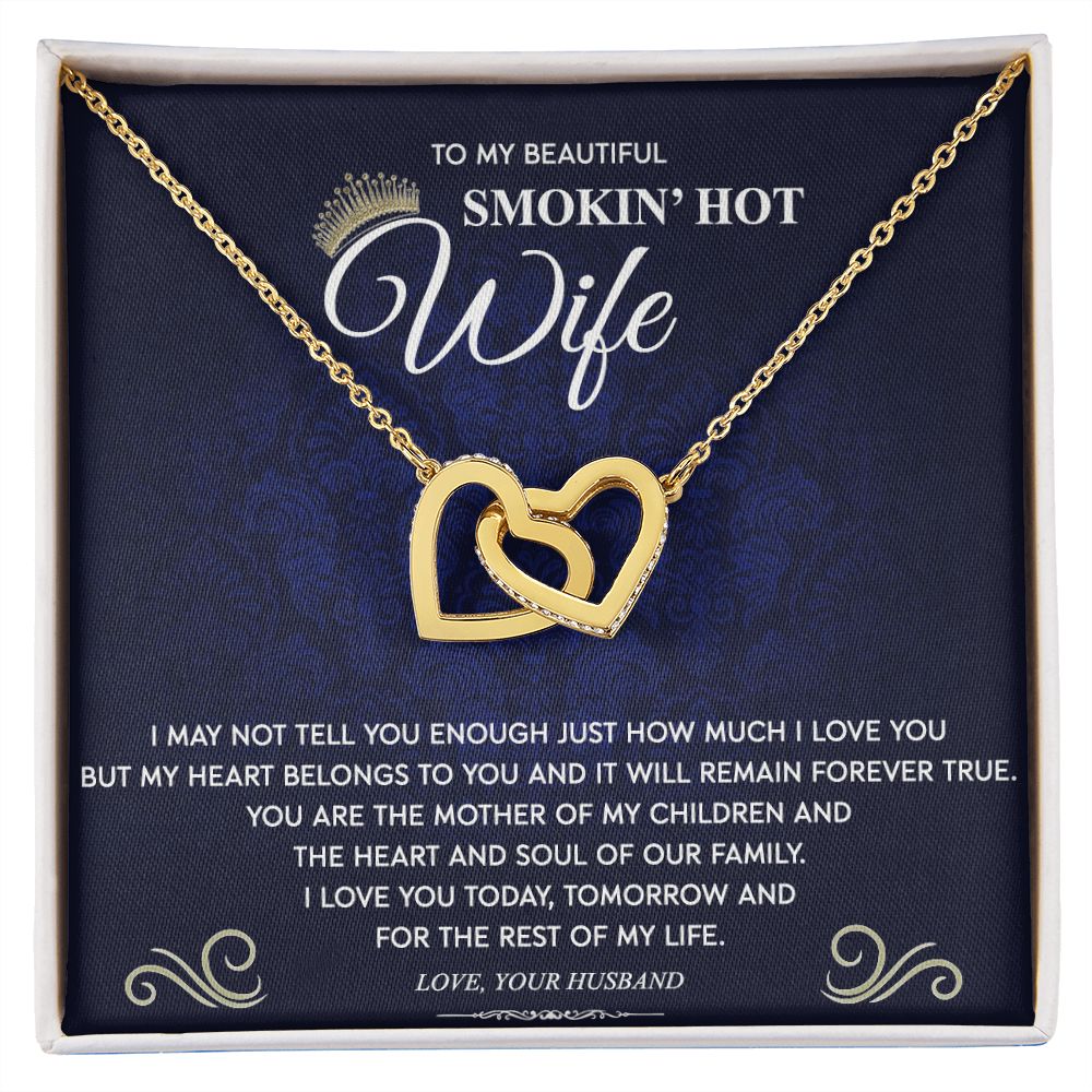 To My Wife Necklace from Husband, Personalized Necklace for Women, Luxury Necklace for Wife from Man Men, Wedding Anniversary Present For Wife, Beautiful Wife Jewelry Christmas Birthday Gift For Wife10 Interlocking Hearts Necklace