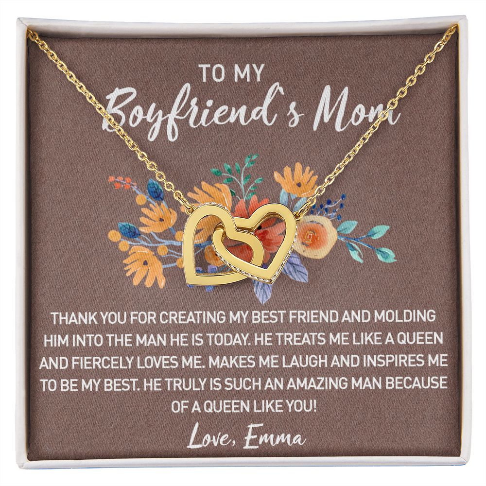 Gift for Boyfriend's Mom, Boyfriend Mom Gift, To My Boyfriends Mom's Gift, Mother's Day Gift for Boyfriends Mom, Boyfriend Mom Interlocking Hearts Necklace