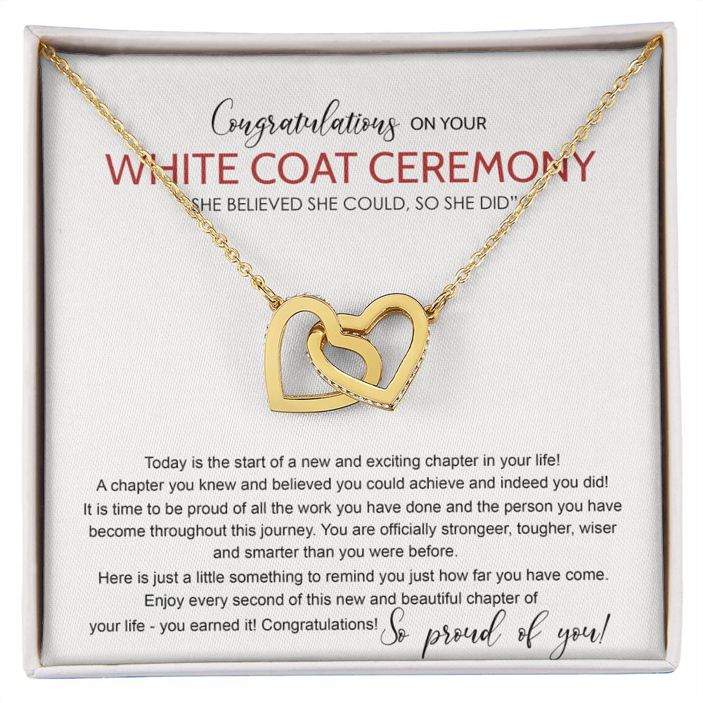 White Coat Ceremony Gift Necklace, Chiropractor White Coat Ceremony, New Doctor Gift, Gifts Congrats Graduation Pendants Gift For Daughter, Granddaughter, White Coat Ceremony Necklace Gift Interlocking Hearts Necklace