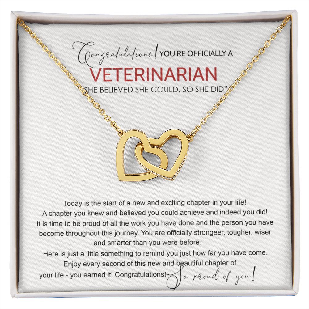 Veterinarian Graduation Gift Necklace, Doctor of Veterinary Medicine Degree Graduation Gifts Necklace Congrats Graduation Pendants Veterinarian Necklace Gift For Her Daughter Granddaughter Interlocking Hearts Necklace