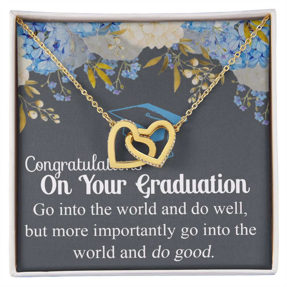 Graduation Gift Necklace For Girls, Graduation Jewelry, College, High School Congrats Graduation Pendants Gift For Daughter, Granddaughter, Niece, Sister Interlocking Hearts Necklace
