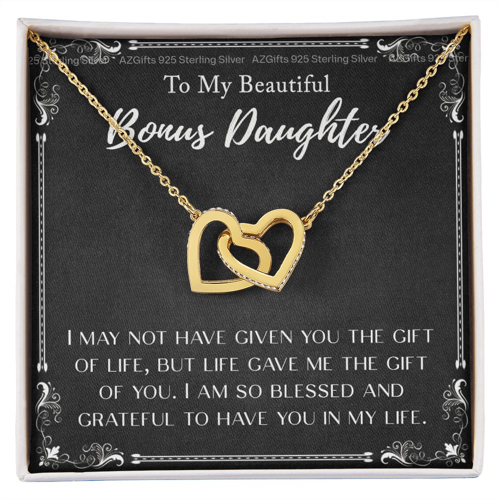 Personalized Gift - To My Bonus Daughter - Interlocking Hearts Necklace, Step daughter, Adopted daughter, daughter in law gift, future daughter Interlocking Hearts Necklace