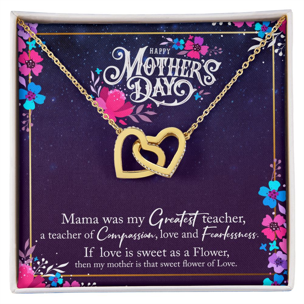 To My Mom Mother Necklace Pendant Gìt From Daughter Or Son Happy Mothers Day Mama Was My Greatest Teacher With Message Card Gift For Mom Interlocking Hearts Necklace