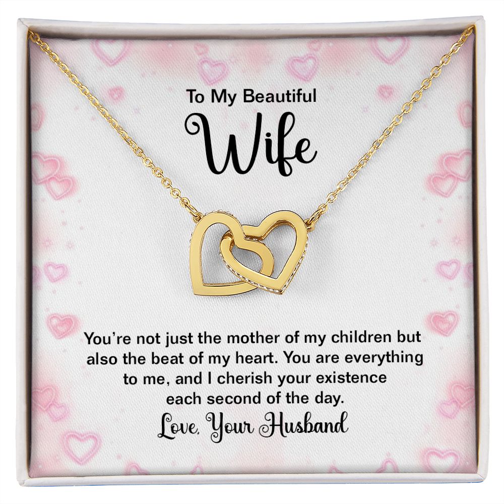 Valentine's Day Gift for Wife, Interlocking Hearts Necklace for Wife, Necklace for Wife from Husband, Gold/Silver Pendant, Present for Birthday, Anniversary, Christmas