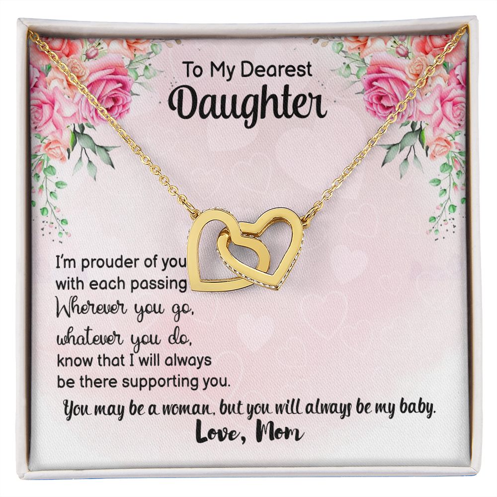 To My Daughter Necklace Gift from Mom, Mother and Daughter Jewelry Necklace for Girls, Mother Daughter Gift Ideas, Jewelry Pendant Necklace Interlocking Hearts Necklace
