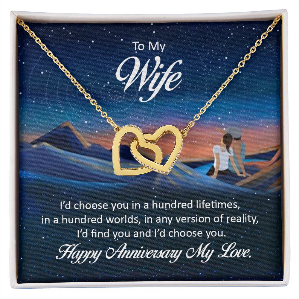 Birthday Gifts For Wife, Necklace Gifts For Wife From Husband, To My Wife Jewelry For Women , To My Wife Necklace  from Husband Wedding Anniversary Present For Wife, Beautiful Wife Jewelry Christmas26 Interlocking Hearts Necklace