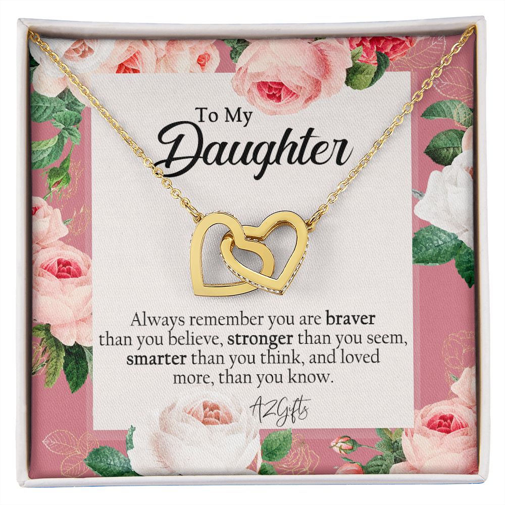 To My Daughter Gift Necklace from Mom, Mother and Daughter Necklace for Girls, Mother Daughter Gift Ideas, Jewelry Pendant Interlocking Hearts Necklace