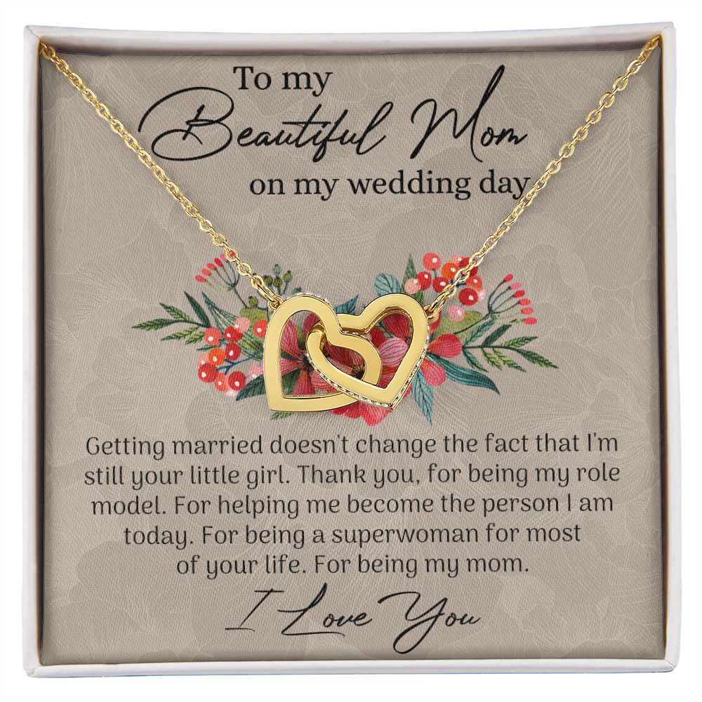 Mom Wedding Gift from Bride, Gift for Mom on Wedding Day, Mother of the Bride Necklace, Wedding Gift for Mom, Bride to Mom Gift Interlocking Hearts Necklace