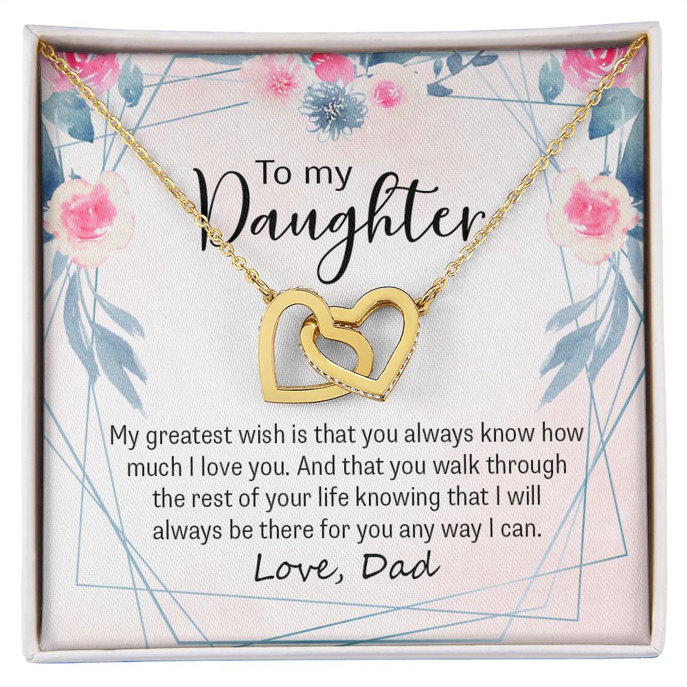 To My Daughter Gift Necklace from Mom, Mother and Daughter Necklace for Girls, Mother Daughter Gift Ideas, Jewelry Pendant Interlocking Hearts Necklace