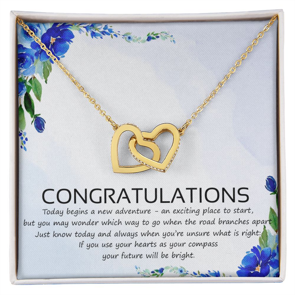 Graduation Compass Necklace - Perfect gift to say congratulations to high school Congrats Graduation Pendants Gift For Daughter, Granddaughter, Niece, Sister Interlocking Hearts Necklace