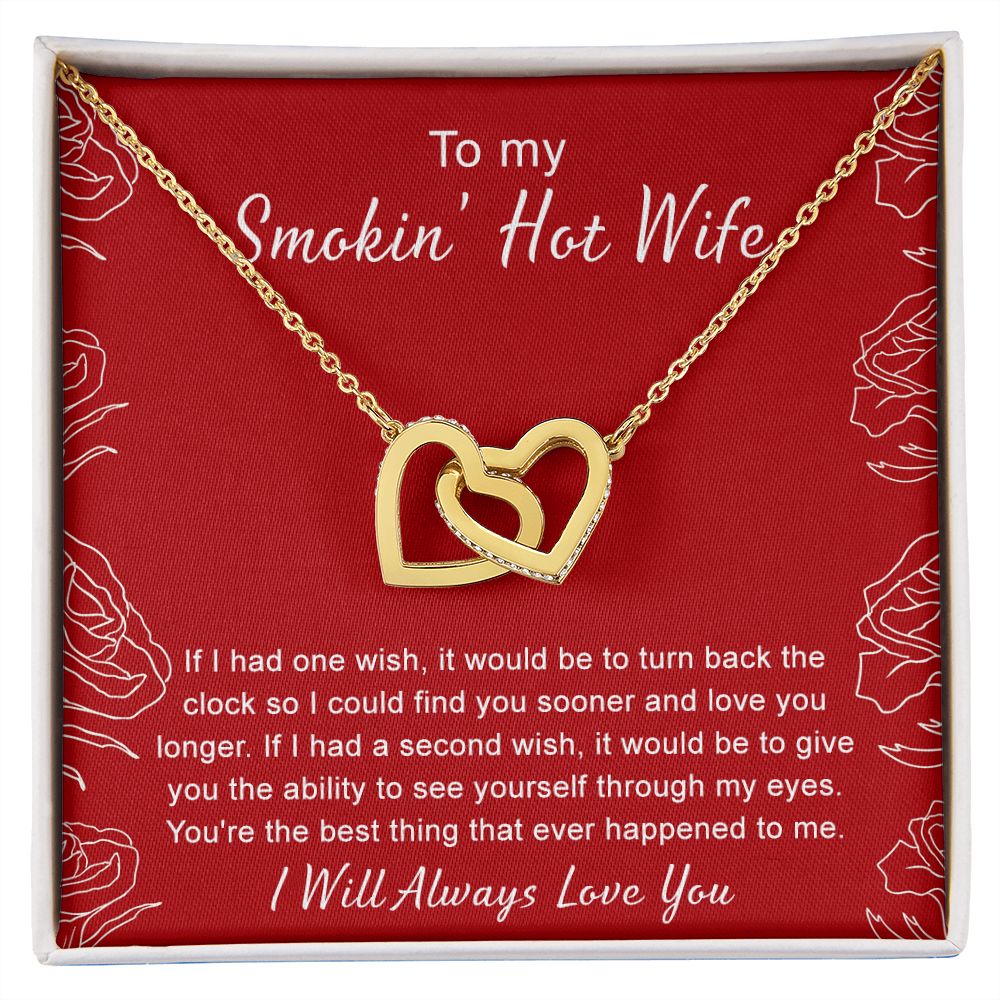 To My Wife Necklace from Husband, Personalized Necklace for Women, Luxury Necklace for Wife from Man Men, Wedding Anniversary Present For Wife, Beautiful Wife Jewelry Christmas Birthday Gifts For Wife4 Interlocking Hearts Necklace