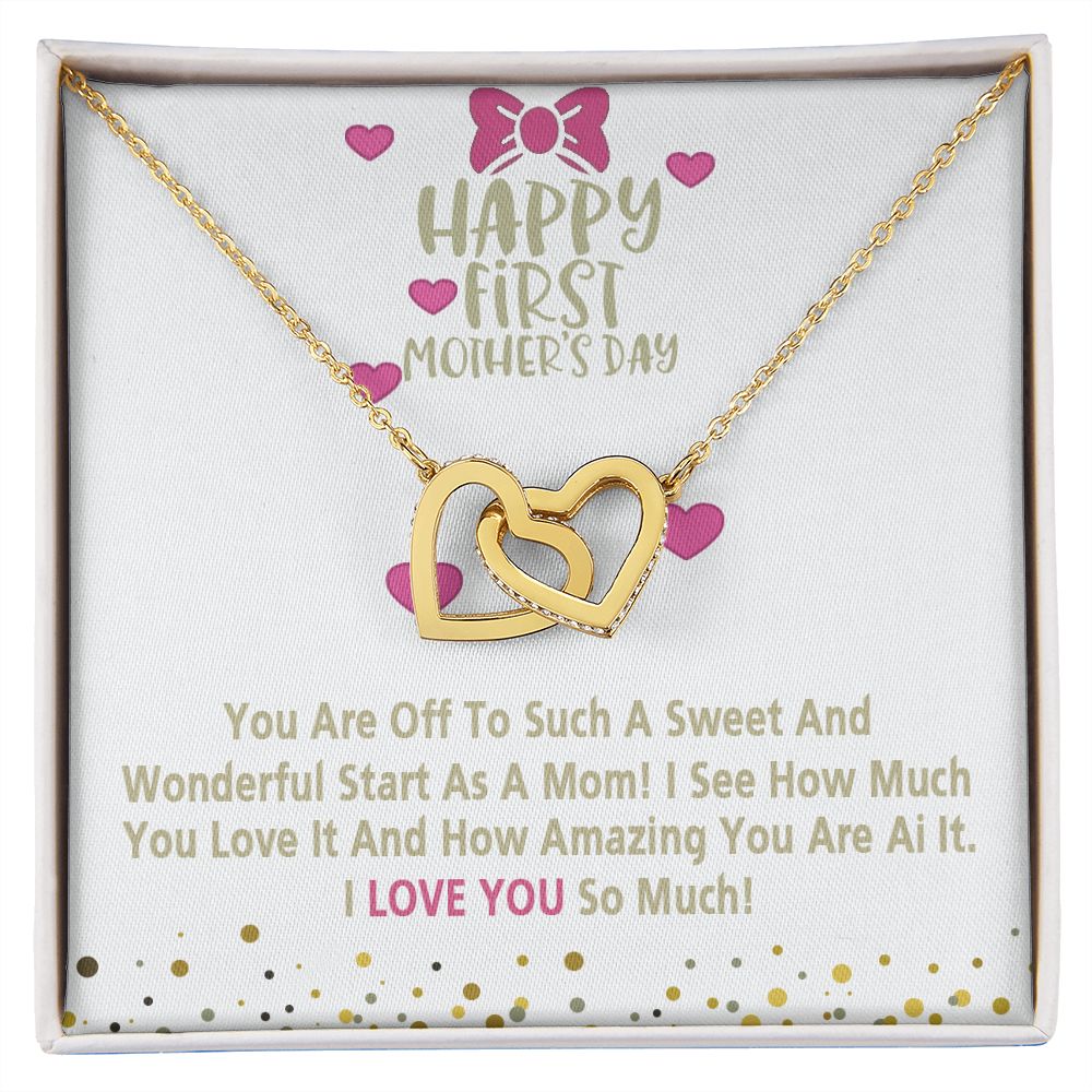 Mom Necklace Gifts for Mom from Daughter to Mom Gifts for Mothers Day from Daughter, To My Mom Necklace from Daughter to Mom Birthday Gifts Necklace with Message Card and Gift Box15 Interlocking Hearts Necklace
