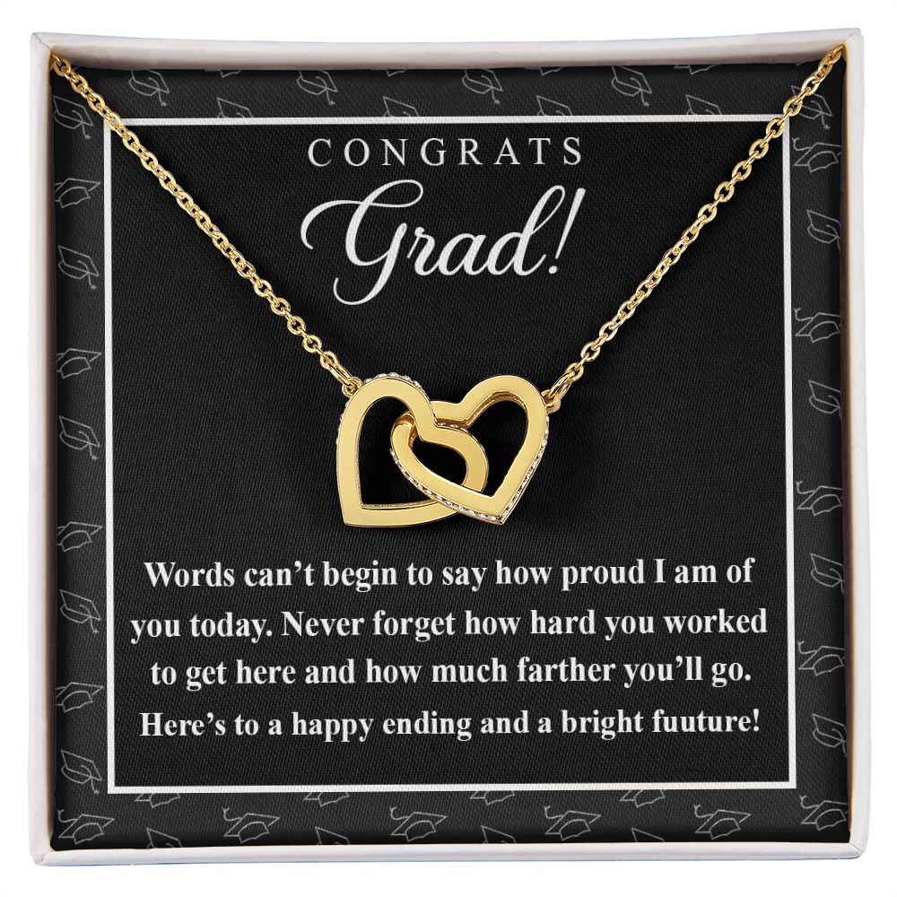 College Graduation Gift Necklace for Daughter, My Daughter Love Knots Necklace Congrats Graduation Pendants Gift For Daughter, Granddaughter, Niece, Sister Interlocking Hearts Necklace