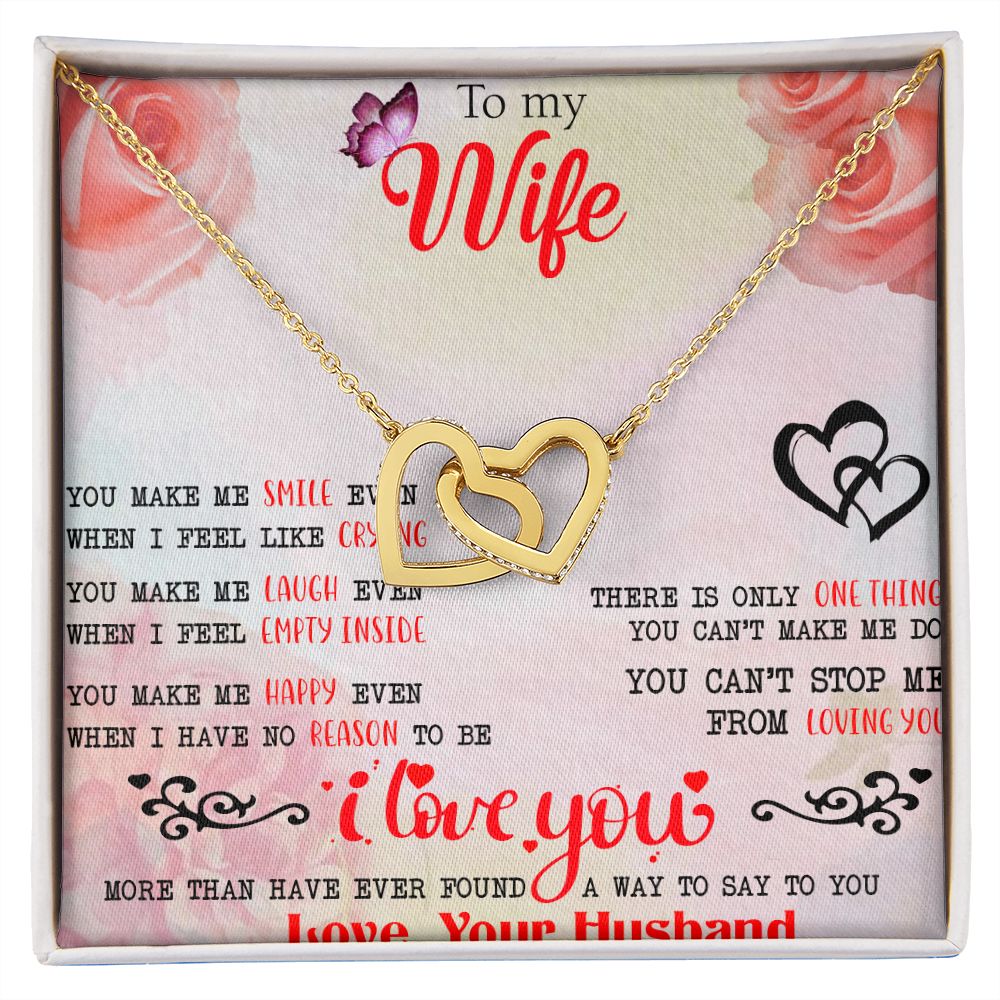 To My Wife Necklace, Wedding Anniversary Jewelry For Women, Necklace For Wife from Husband, Gift For Wife Birthday Gifts From Husband Necklace, Jewelry With Message Card In A Gift Box3 Interlocking Hearts Necklace