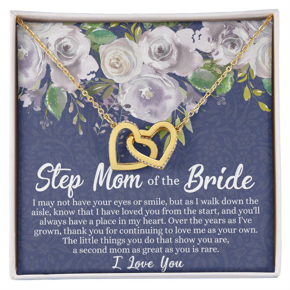 To My Stepmother of the Bride Necklace, Stepmother of the Bride Gifts Idea, Necklace for Stepmom of the Bride Gifts, Wedding Gifts for Stepmom, Gifts for Step Mother of the Bride Interlocking Hearts Necklace