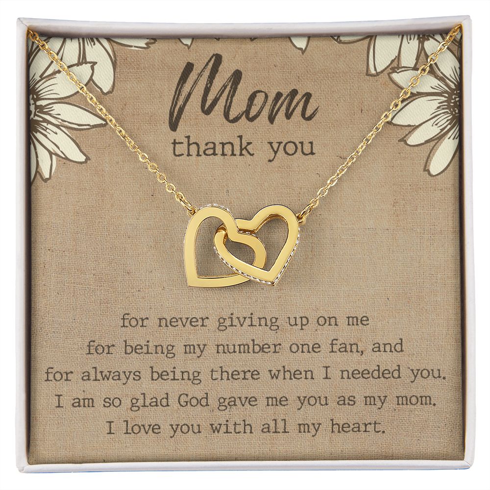 Thank You Gift For Mom, Gifts For Mother, Gifts For Mom From Daughter, Affordable Gifts For Mom, Birthday Gift Ideas For Mom From Daughter Interlocking Hearts Necklace
