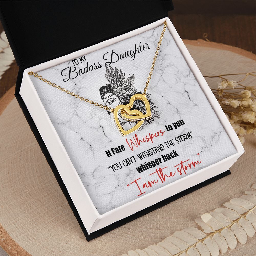 Bonus Daughter Gifts From Stepdad, Step Daughter Gifts From Stepmom, Stepdaughter Gifts From Stepdad, Father Stepdaughter Necklace, To My Bonus Daughter Necklaces, Christmas Gifts For Bonus10 Interlocking Hearts Necklace