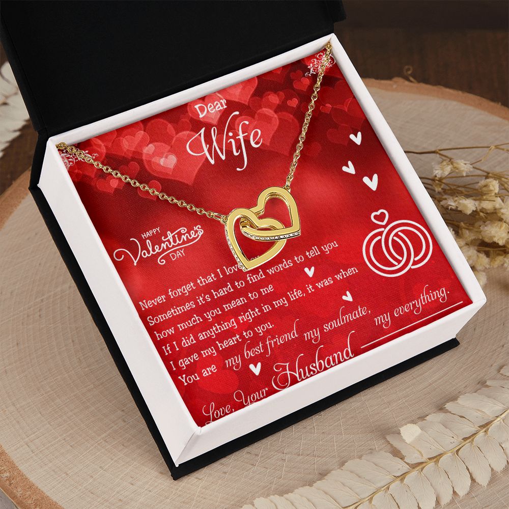 To My Wife Necklace, Wedding Anniversary Jewelry For Women, Necklace For Wife from Husband, Gift For Wife Birthday Gifts From Husband Necklace, Jewelry With Message Card In A Gift Box4 Interlocking Hearts Necklace