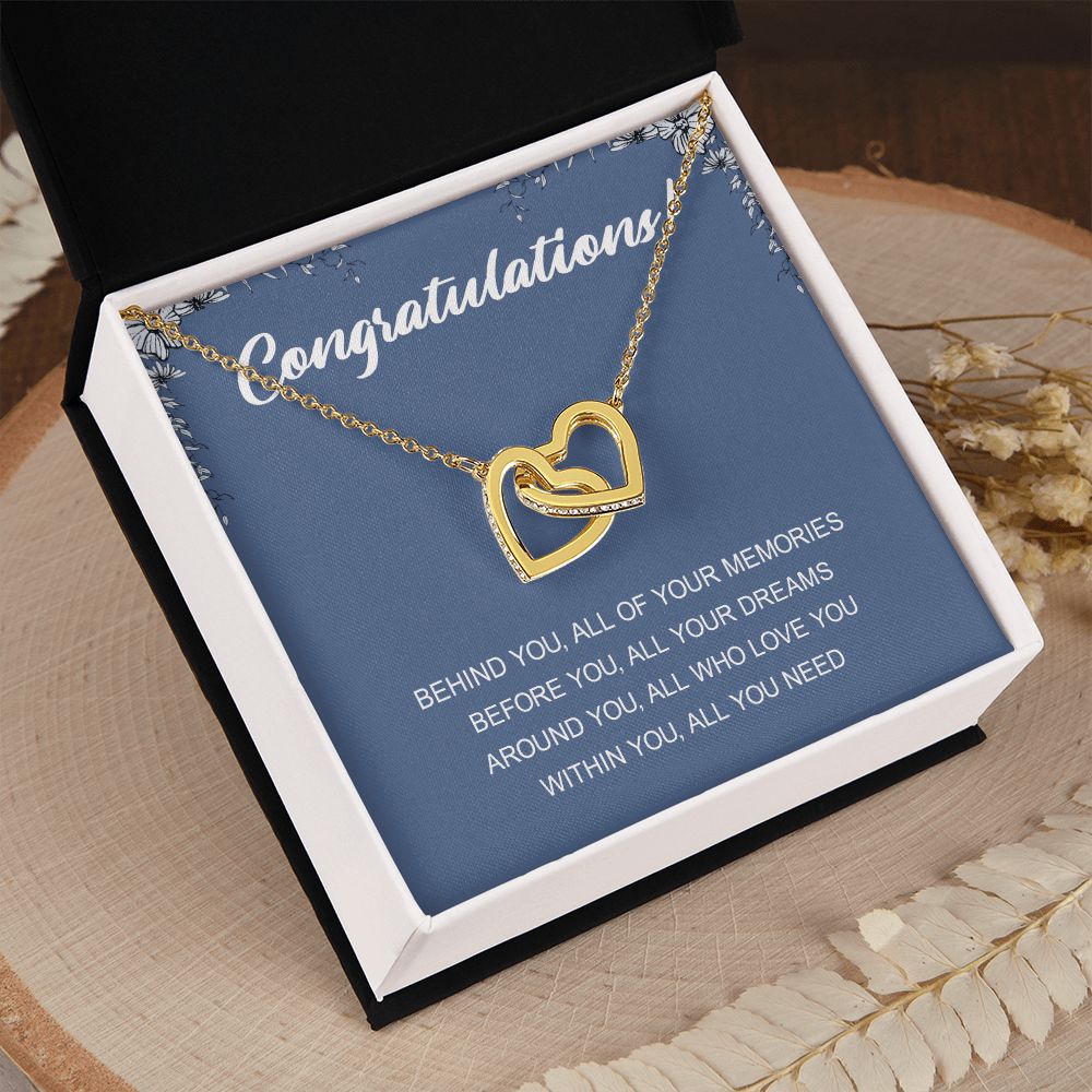 Graduation Gift Necklace for Girls College, High School, Love Knot Necklace Congrats Graduation Pendants Gift For Daughter, Granddaughter, Niece, Sister Interlocking Hearts Necklace