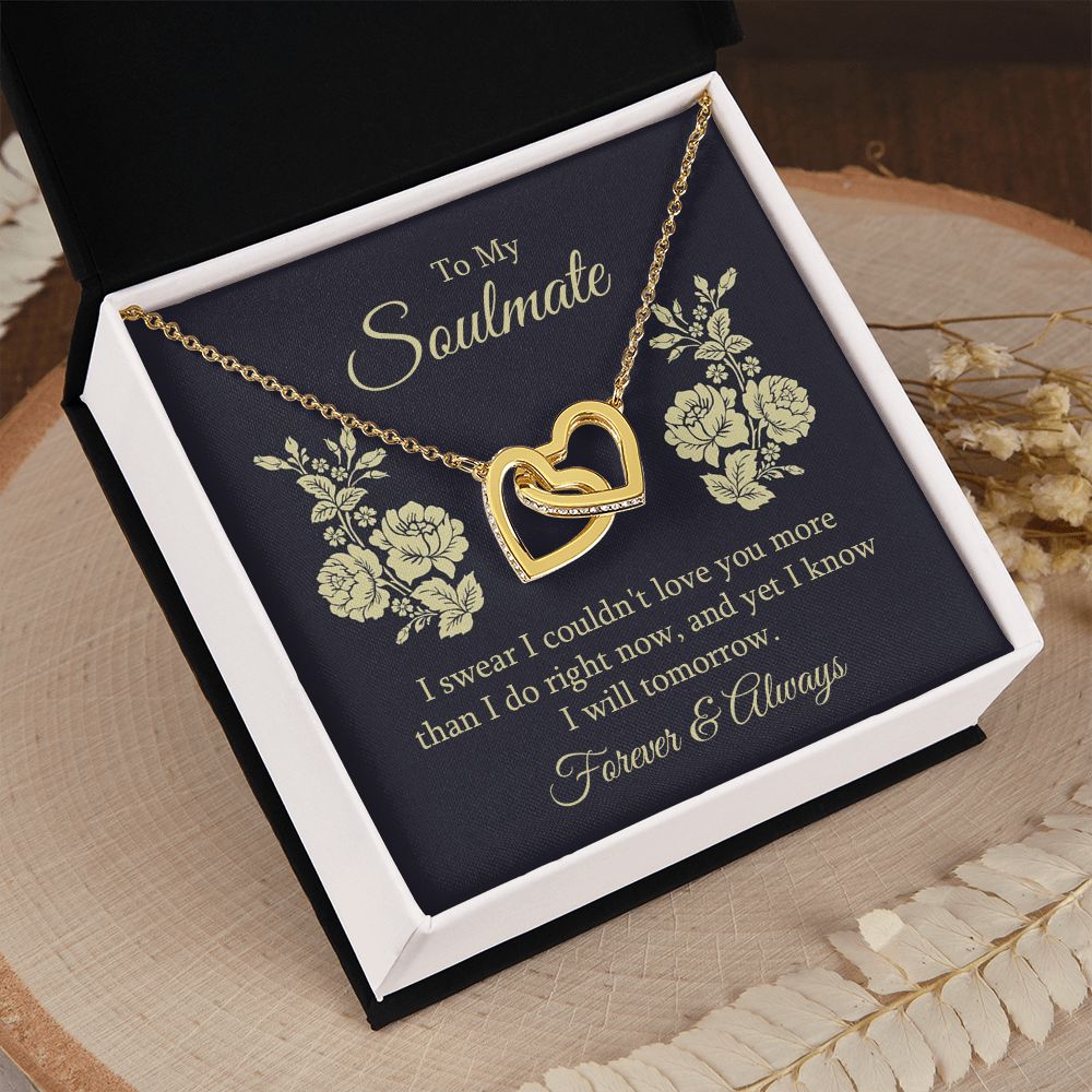 To my soulmate - I swear I couldn't love you Interlocking Hearts Necklace