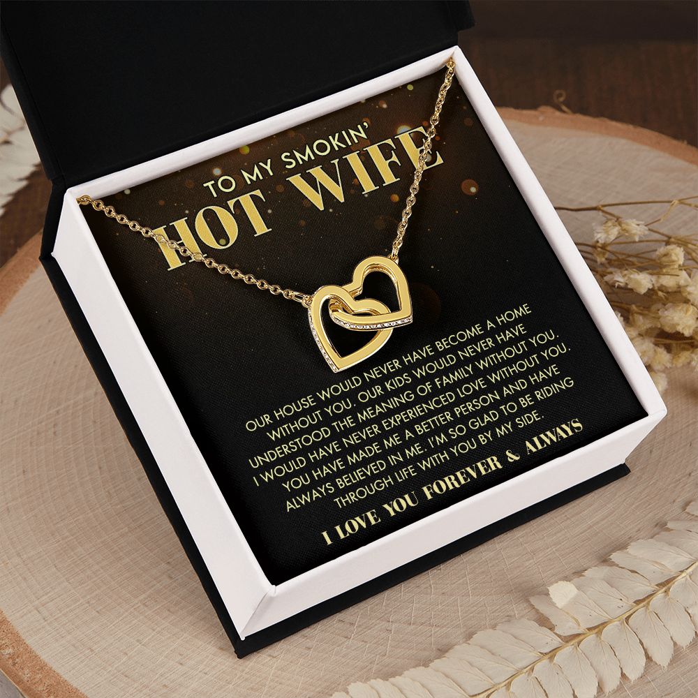 To My Wife Necklace from Husband, Personalized Necklace for Women, Luxury Necklace for Wife from Man Men, Wedding Anniversary Present For Wife, Beautiful Wife Jewelry Christmas Birthday Gift For Wife11 Interlocking Hearts Necklace