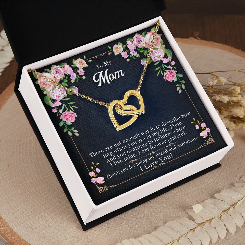 To My Mom Necklace Pendant Gift From Daughter Thank You For Being My Friend And Confidant With Message Card Gift For Mom Interlocking Hearts Necklace