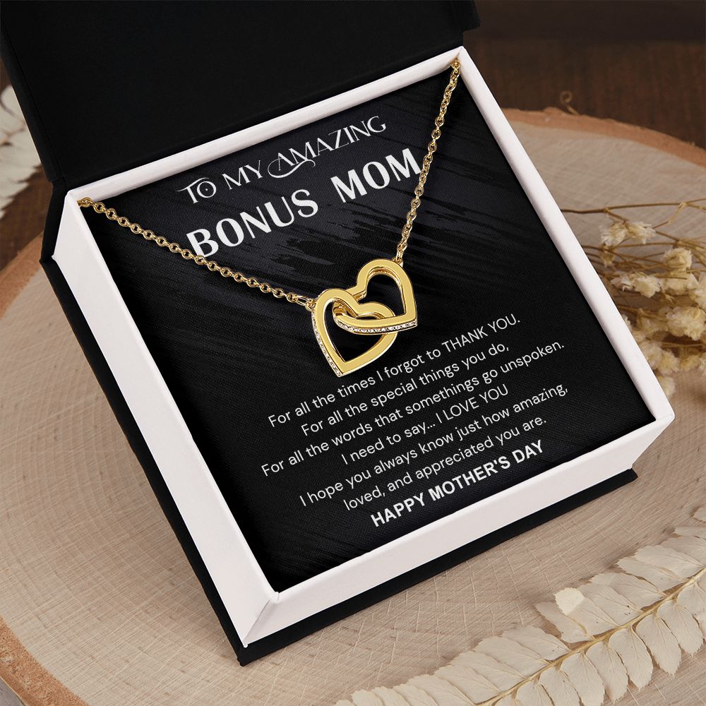 Mother's Day Gifts For Bonus Mom, Bonus Mom Mothers Day Gift, Bonus Mom Necklace, Gift For Bonus Mom On Mother's Day Interlocking Hearts Necklace