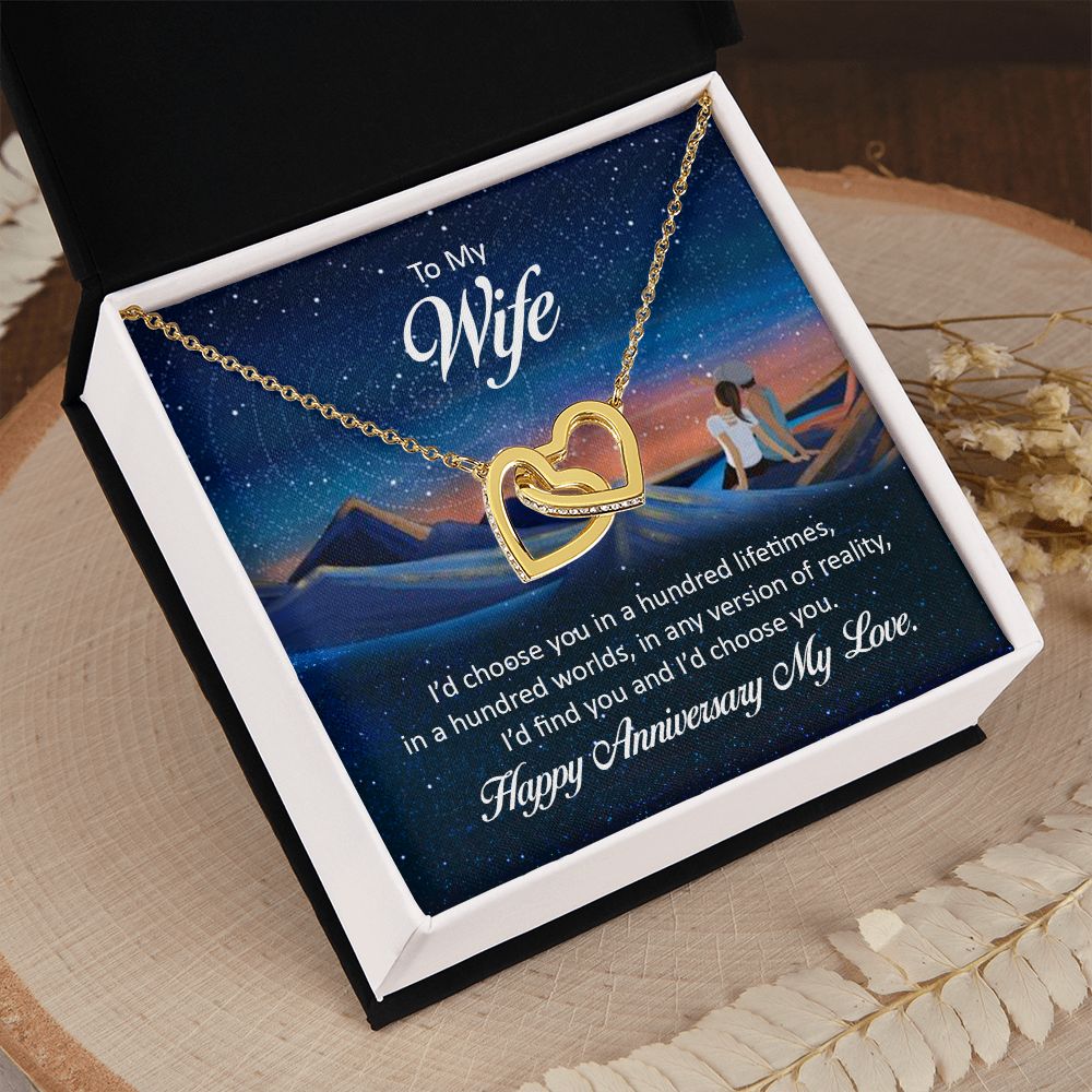 Birthday Gifts For Wife, Necklace Gifts For Wife From Husband, To My Wife Jewelry For Women , To My Wife Necklace  from Husband Wedding Anniversary Present For Wife, Beautiful Wife Jewelry Christmas26 Interlocking Hearts Necklace