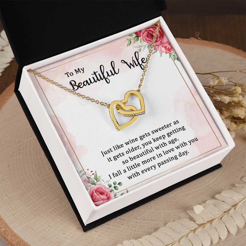To My Beautiful Wife Necklace, Wedding Anniversary Jewelry For Women, Necklace For Wife from Husband, Gifts For Wife Birthday Gifts Necklace, Jewelry With Message Card In A Gift Box