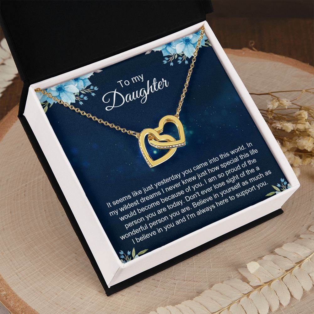 To My Daughter Gift Necklace from Mom, Mother and Daughter Necklace for Girls, Mother Daughter Gift Ideas, Jewelry Pendant Interlocking Hearts Necklace