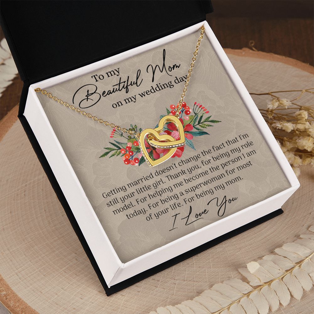 Mom Wedding Gift from Bride, Gift for Mom on Wedding Day, Mother of the Bride Necklace, Wedding Gift for Mom, Bride to Mom Gift Interlocking Hearts Necklace