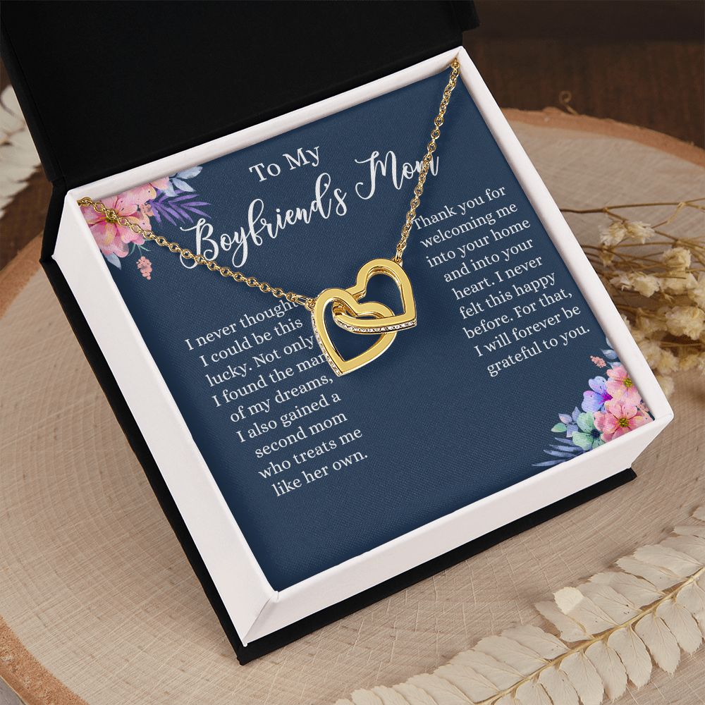 To My Boyfriends Mom Necklace, Gifts For Boyfriend Mom, Boyfriends Mom Birthday Gift, Boyfriend Mother Gift, Gifts for boyfriend mom, Boyfriend mom Mother's Day Gift Jewelry for Women Interlocking Hearts Necklace
