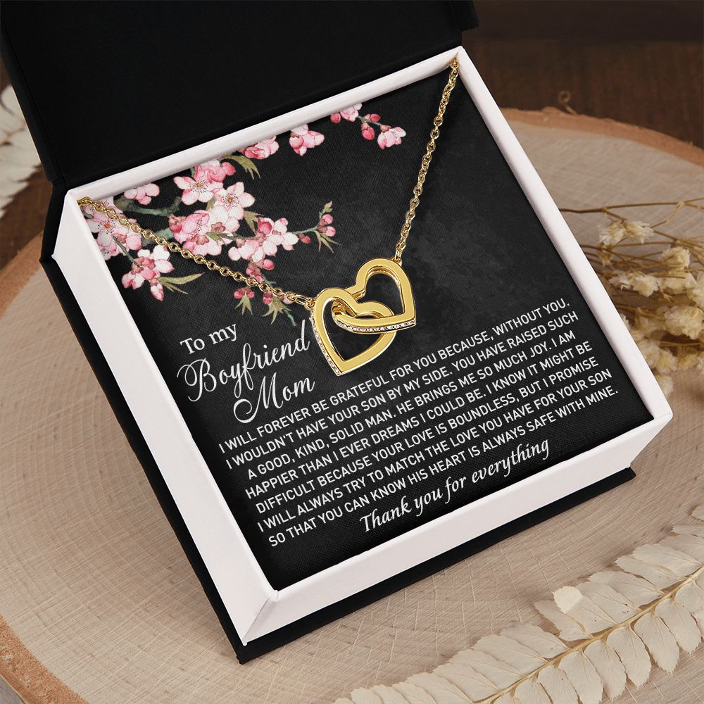 To My Boyfriend's Mom Necklace I Will Forever Be Grateful for You Love Knot Pendant Jewelry For Fiancé's Mom From Future Daughter In Law Interlocking Hearts Necklace
