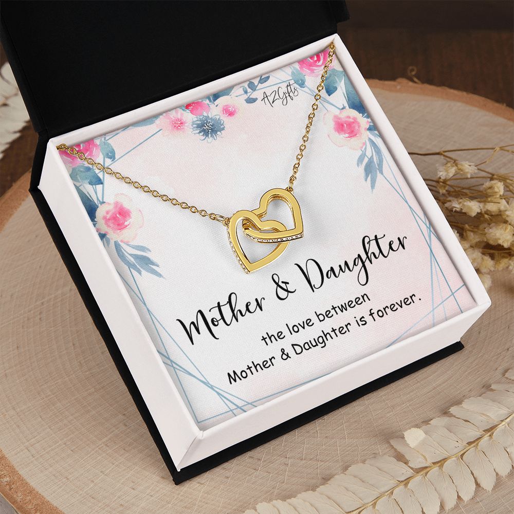 Mom Necklace Gifts for Mom from Daughter to Mom Gifts for Mothers Day from Daughter, To My Mom Necklace from Daughter to Mom Birthday Gifts Necklace with Message Card and Gift Box Interlocking Hearts Necklace