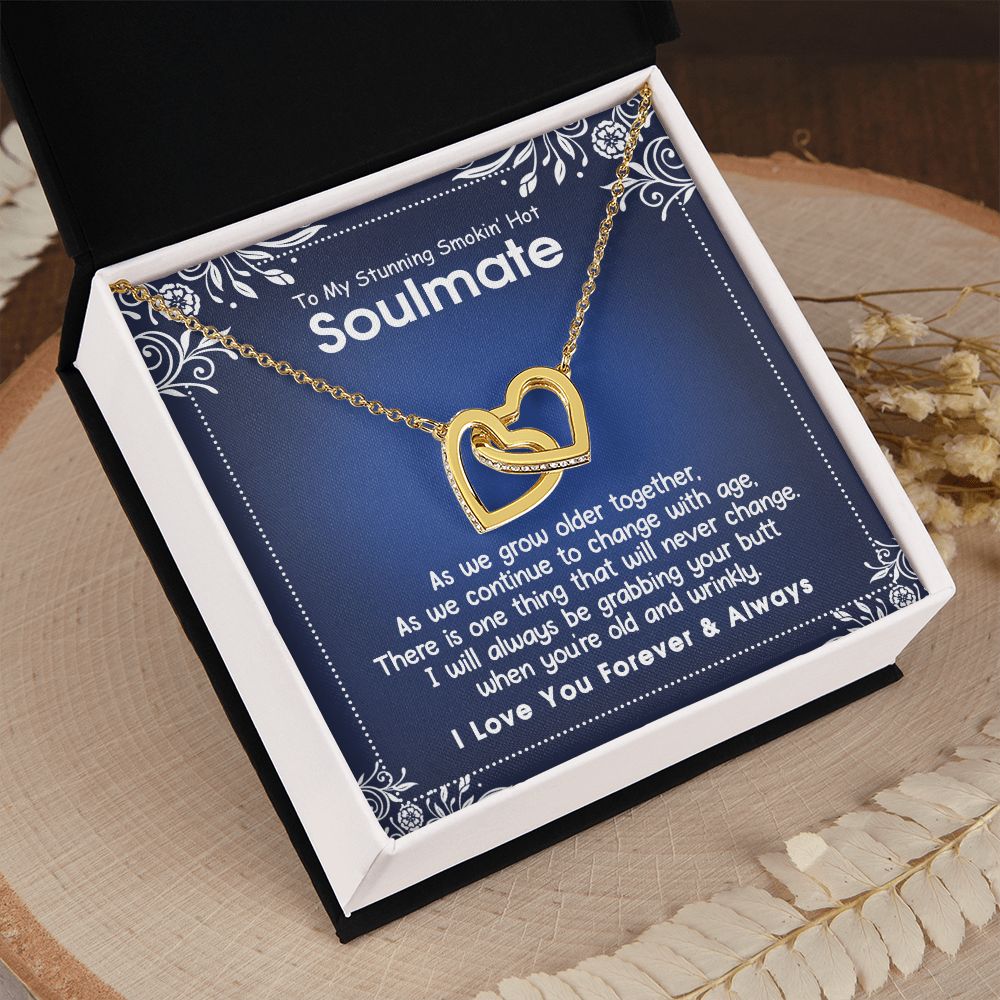 To My Smokin Hot Soulmate Necklace - Wife Gifts From Husband To My Wife Necklace, Gift for Her Romantic, Girlfriend Gifts Necklace for Wife from Men Includes Message Card and Gift Box 5 Interlocking Hearts Necklace