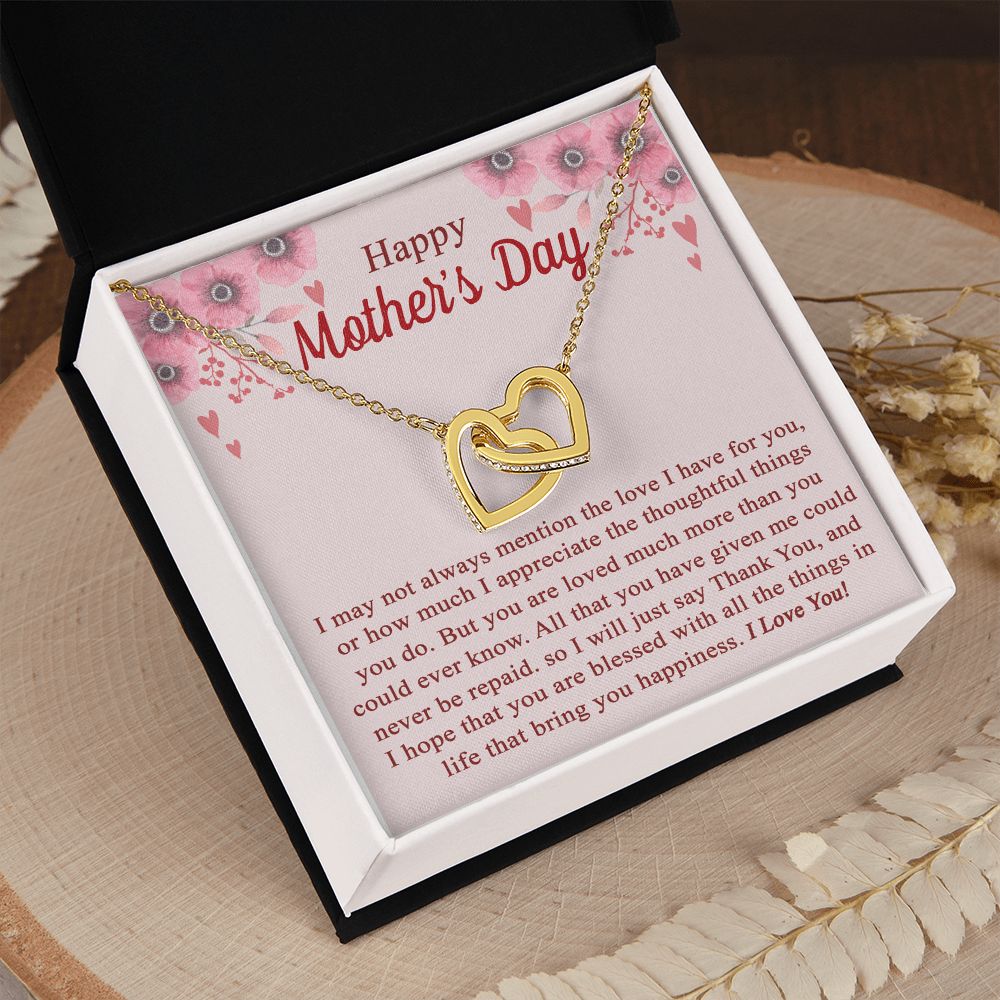 vTo My Mom Angel Mother Necklace Pendant Gift From Daughter Or Son With Message Card Gift For Mom Interlocking Hearts Necklace