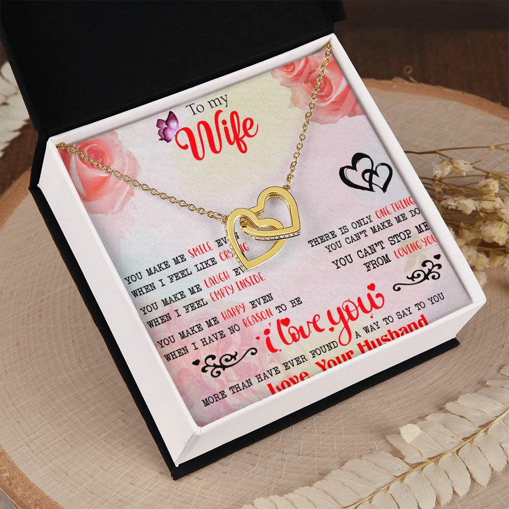 To My Wife Necklace, Wedding Anniversary Jewelry For Women, Necklace For Wife from Husband, Gift For Wife Birthday Gifts From Husband Necklace, Jewelry With Message Card In A Gift Box3 Interlocking Hearts Necklace
