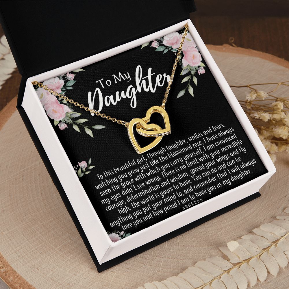 To My Daughter Gift Necklace from Mom, Mother and Daughter Necklace for Girls, Mother Daughter Gift Ideas, Jewelry Pendant For Her Interlocking Hearts Necklace