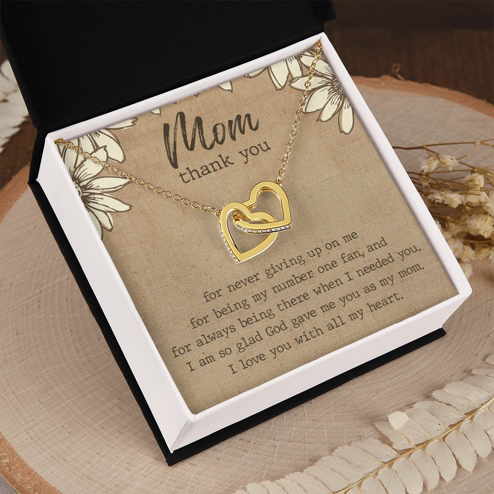 Thank You Gift For Mom, Gifts For Mother, Gifts For Mom From Daughter, Affordable Gifts For Mom, Birthday Gift Ideas For Mom From Daughter Interlocking Hearts Necklace